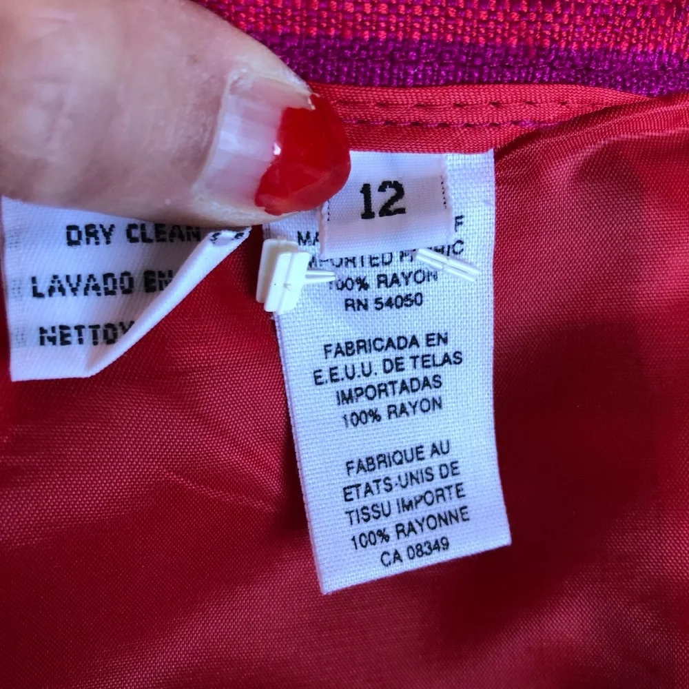 Christian Dior Vintage Pink Striped Blazer and Skirt Suit Set Size 12
